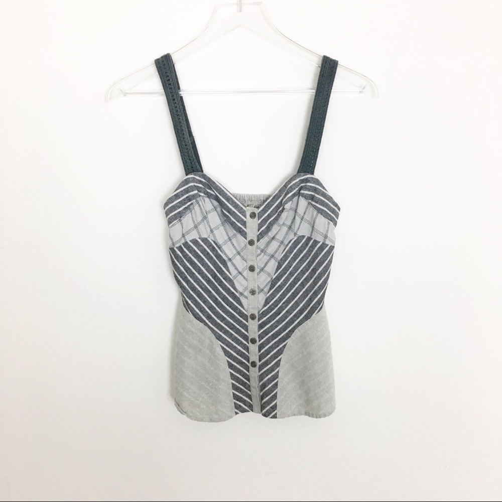 Free people corset style linen blend boho gray